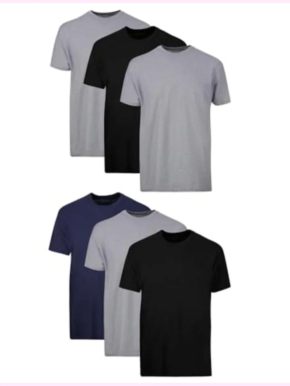 Cotton Undershirts 6-Pack Men's Crew Neck Tag-Free Moisture Wicking Stays Tucked